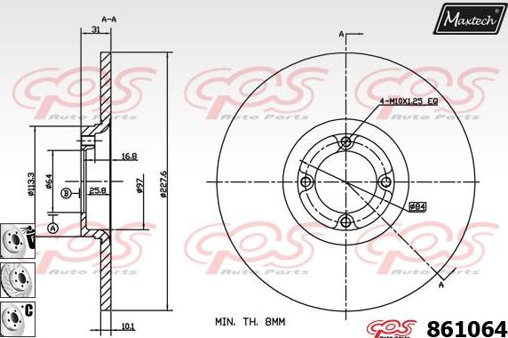 Maxtech 72936017 - Virzulis, Bremžu suports ps1.lv