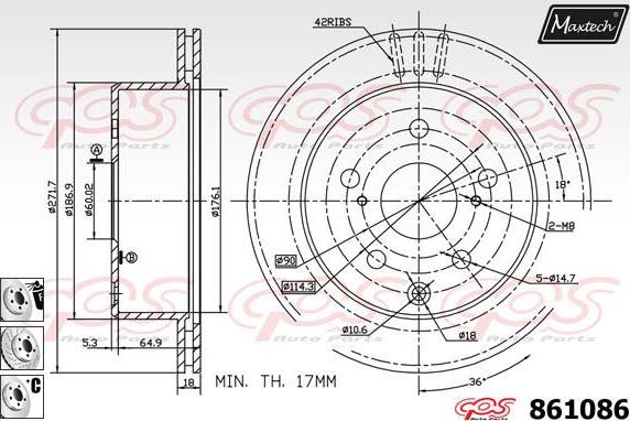 Maxtech 72930009 - Virzulis, Bremžu suports ps1.lv