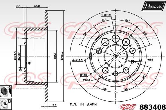 Maxtech 72938052 - Virzulis, Bremžu suports ps1.lv