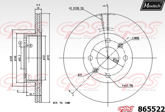 Maxtech 72938004 - Virzulis, Bremžu suports ps1.lv