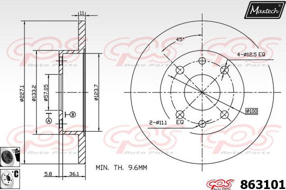 Maxtech 72938034 - Virzulis, Bremžu suports ps1.lv