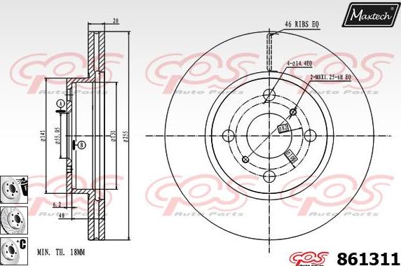 Maxtech 72938038 - Virzulis, Bremžu suports ps1.lv