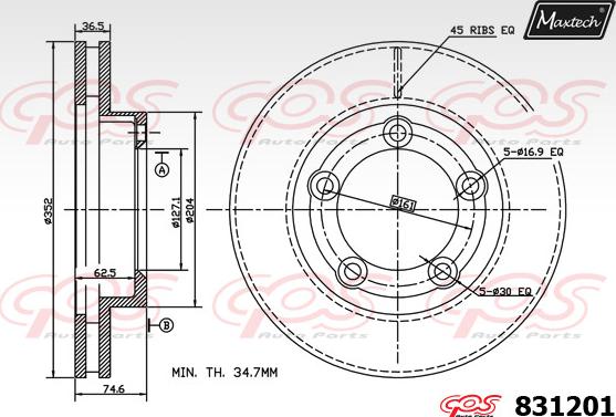 Maxtech 72938076 - Virzulis, Bremžu suports ps1.lv