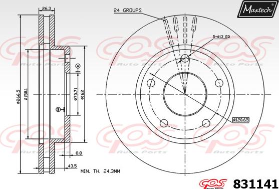 Maxtech 72718003 - Regulējošais elements, Stāvbremžu sistēmas bremžu suports ps1.lv