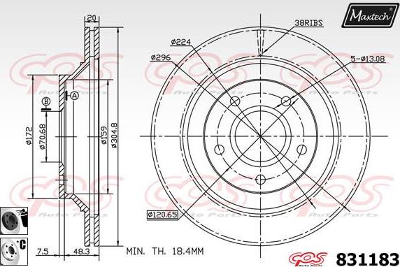 Maxtech 72718013 - Regulējošais elements, Stāvbremžu sistēmas bremžu suports ps1.lv