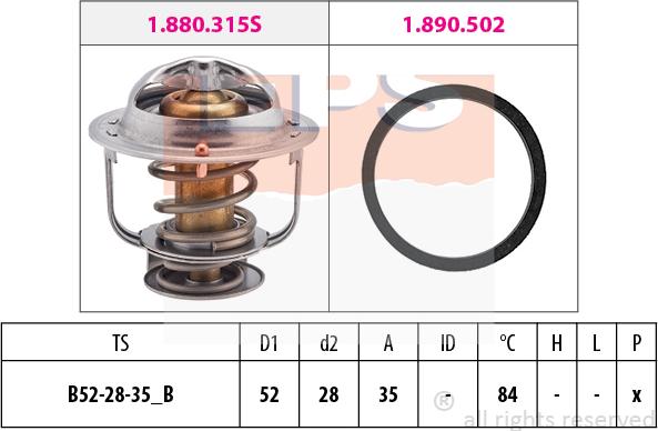 MDR EPS-1880 315 - Termostats, Dzesēšanas šķidrums ps1.lv