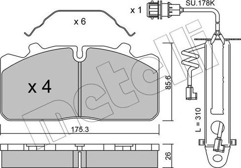 Metelli 22-0582-3K - Bremžu uzliku kompl., Disku bremzes ps1.lv