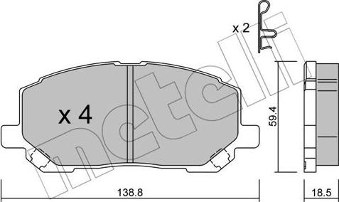 Metelli 22-0616-0 - Bremžu uzliku kompl., Disku bremzes ps1.lv