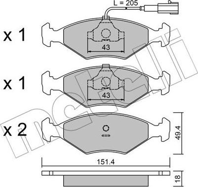 Metelli 22-0057-4 - Bremžu uzliku kompl., Disku bremzes ps1.lv