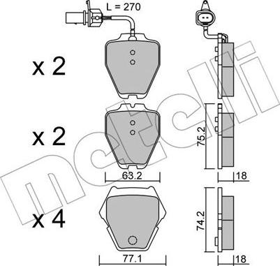 Metelli 22-0774-1 - Bremžu uzliku kompl., Disku bremzes ps1.lv