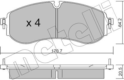 Metelli 22-1263-0 - Bremžu uzliku kompl., Disku bremzes ps1.lv