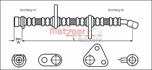 Metzger 4113500 - Bremžu šļūtene ps1.lv