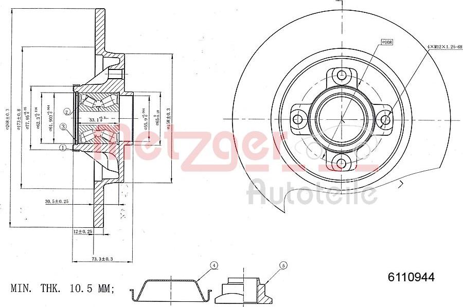 Metzger 6110944 - Bremžu diski ps1.lv