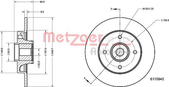 Metzger 6110945 - Bremžu diski ps1.lv