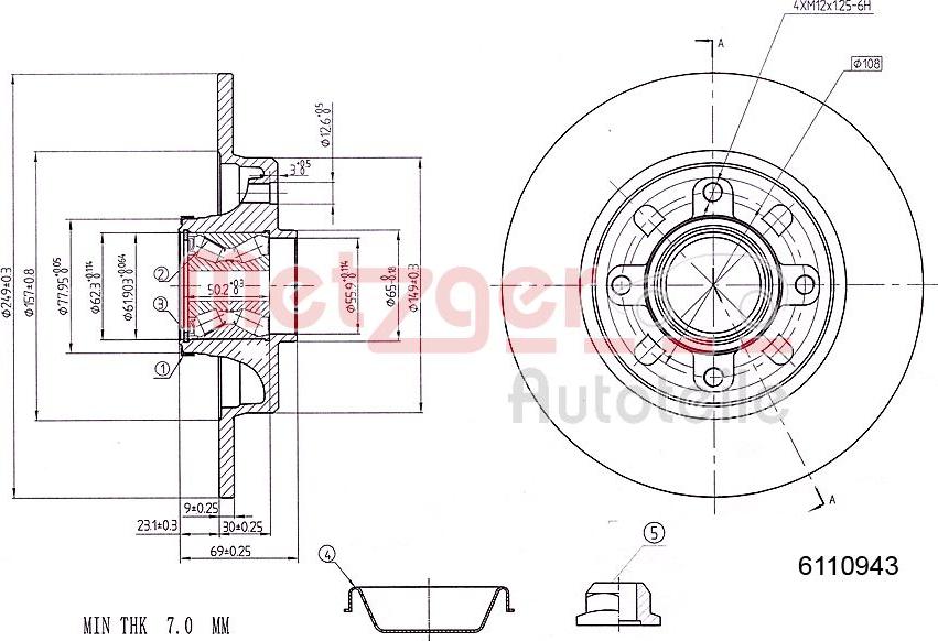 Metzger 6110943 - Bremžu diski ps1.lv