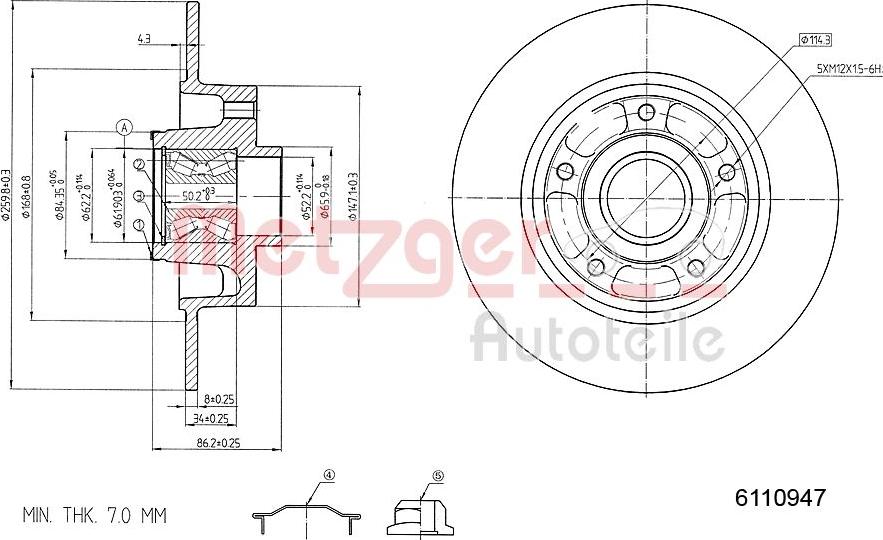 Metzger 6110947 - Bremžu diski ps1.lv