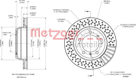 Metzger 6110924 - Bremžu diski ps1.lv