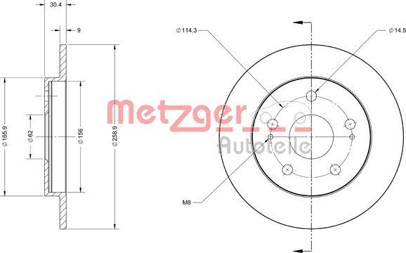 Metzger 6110498 - Bremžu diski ps1.lv