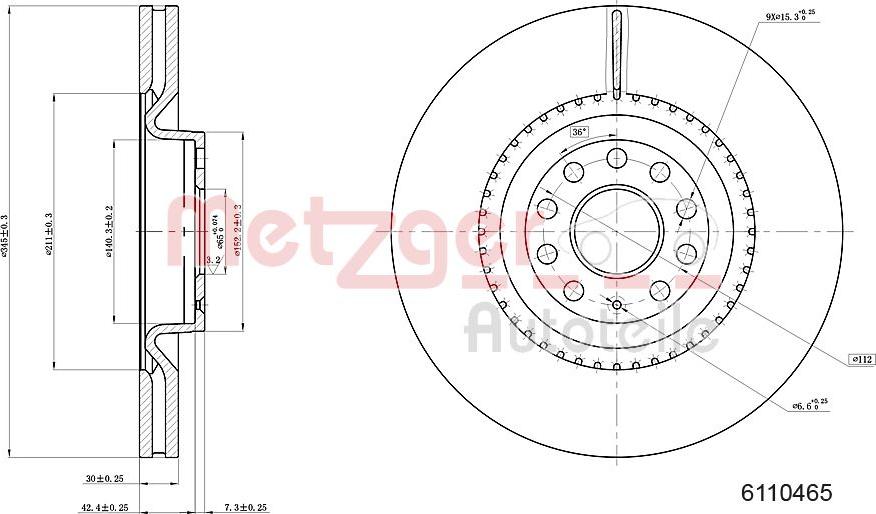 Metzger 6110465 - Bremžu diski ps1.lv