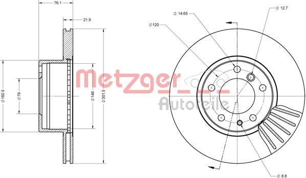 Metzger 6110461 - Bremžu diski ps1.lv