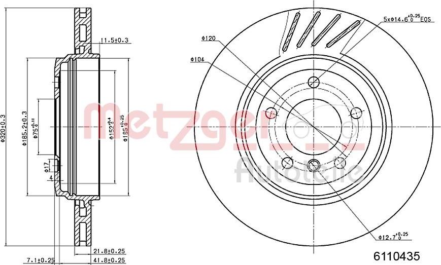 Metzger 6110435 - Bremžu diski ps1.lv