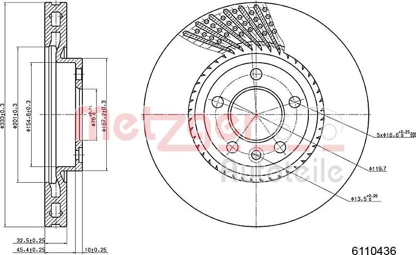 Metzger 6110436 - Bremžu diski ps1.lv