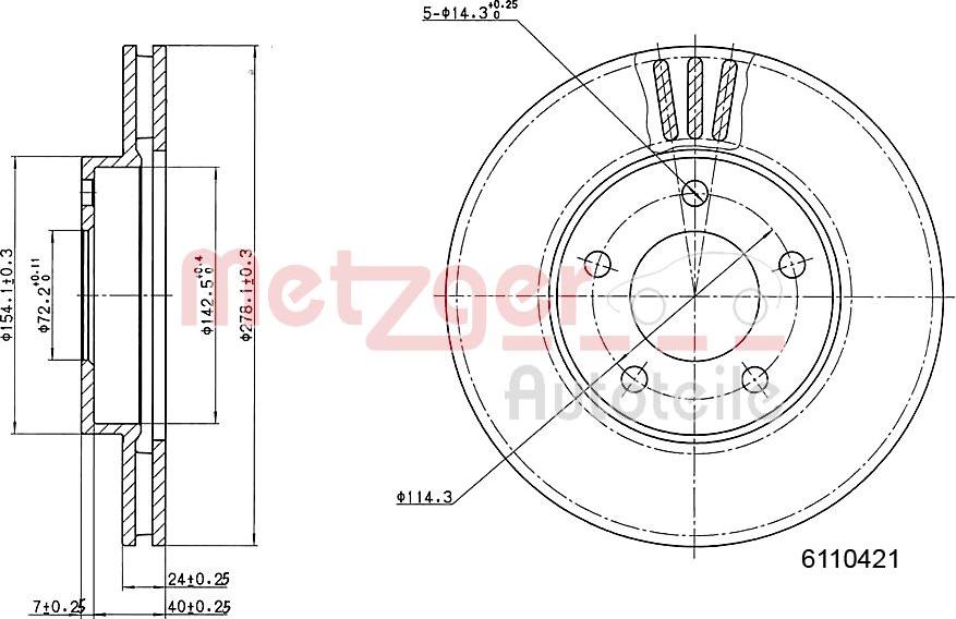 Metzger 6110421 - Bremžu diski ps1.lv