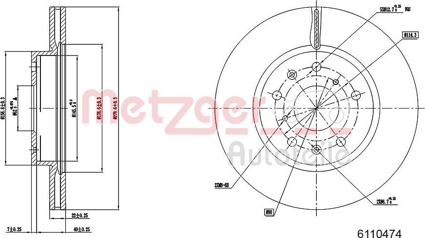 Metzger 6110474 - Bremžu diski ps1.lv