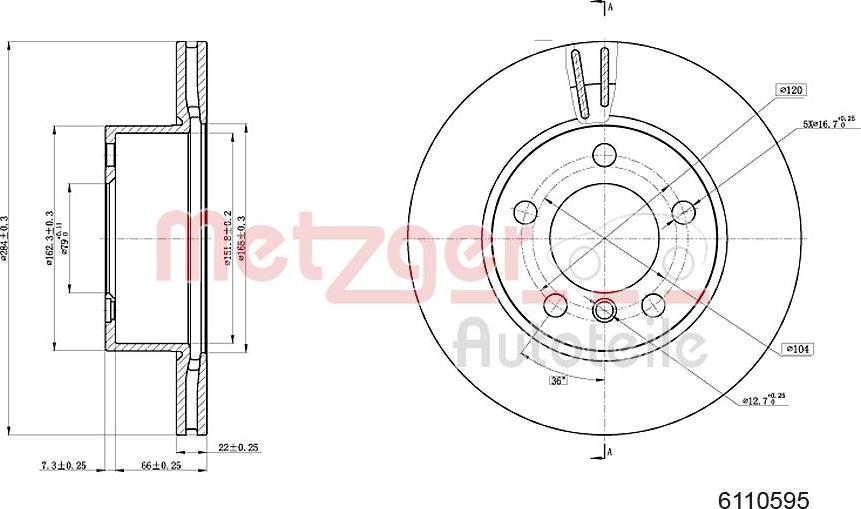 Metzger 6110595 - Bremžu diski ps1.lv