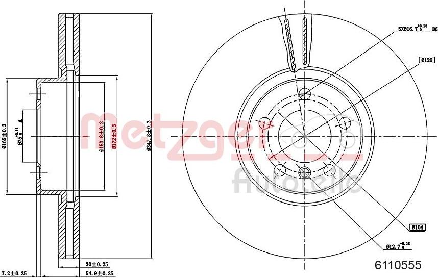 Metzger 6110555 - Bremžu diski ps1.lv