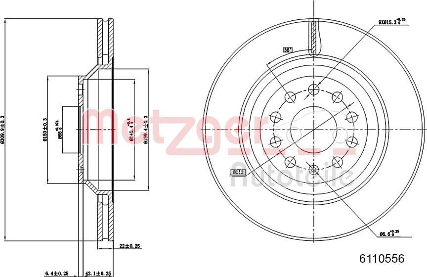 Metzger 6110556 - Bremžu diski ps1.lv