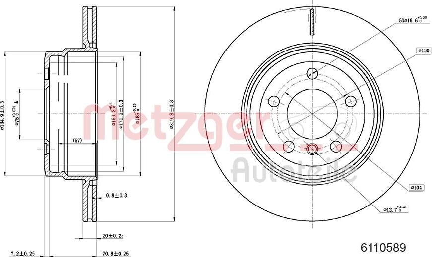 Metzger 6110589 - Bremžu diski ps1.lv