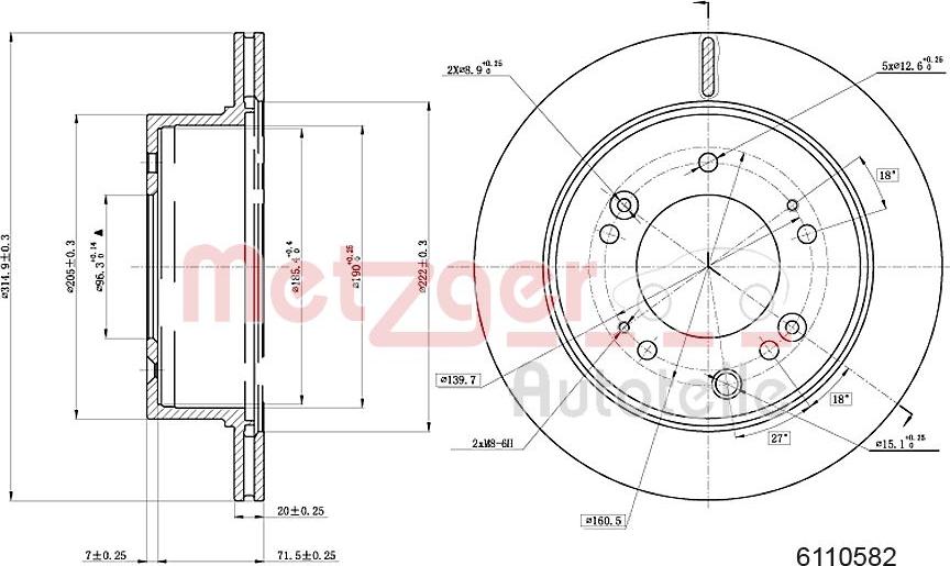 Metzger 6110582 - Bremžu diski ps1.lv