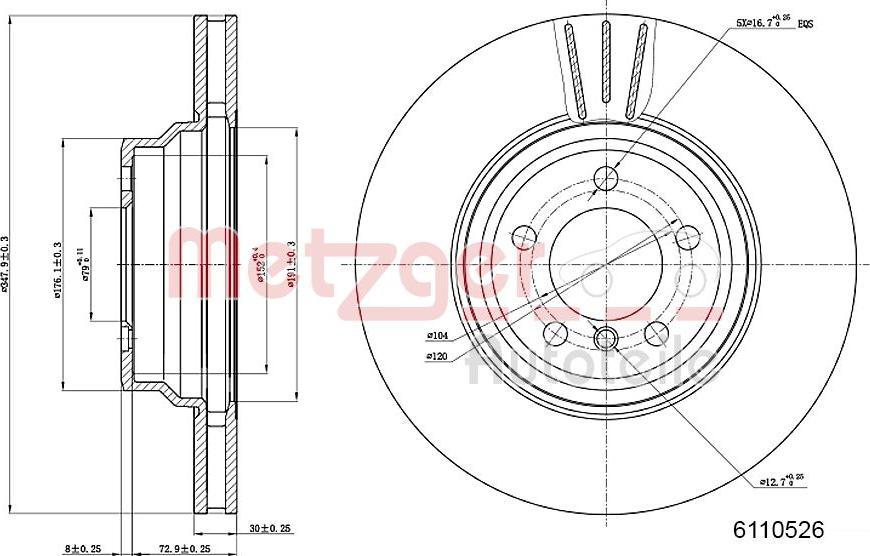 Metzger 6110526 - Bremžu diski ps1.lv