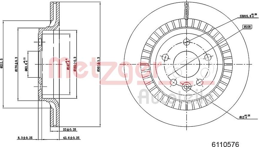 Metzger 6110576 - Bremžu diski ps1.lv