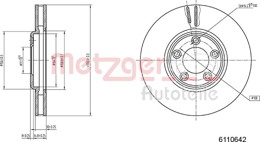 Metzger 6110642 - Bremžu diski ps1.lv