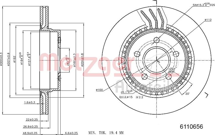 Metzger 6110656 - Bremžu diski ps1.lv