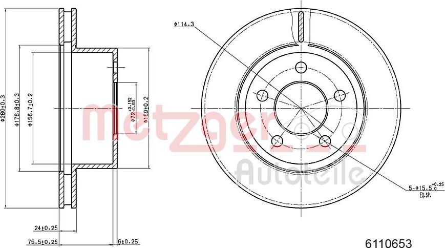 Metzger 6110653 - Bremžu diski ps1.lv