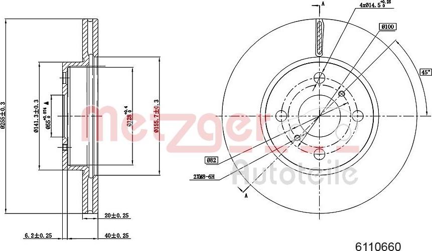 Metzger 6110660 - Bremžu diski ps1.lv