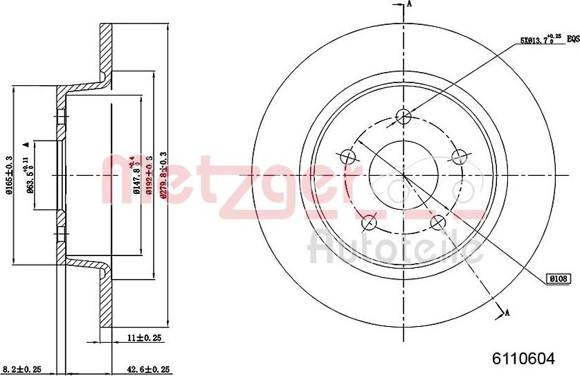 Metzger 6110604 - Bremžu diski ps1.lv