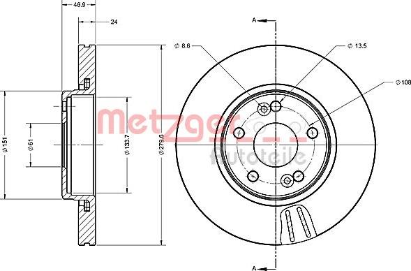 Metzger 6110600 - Bremžu diski ps1.lv