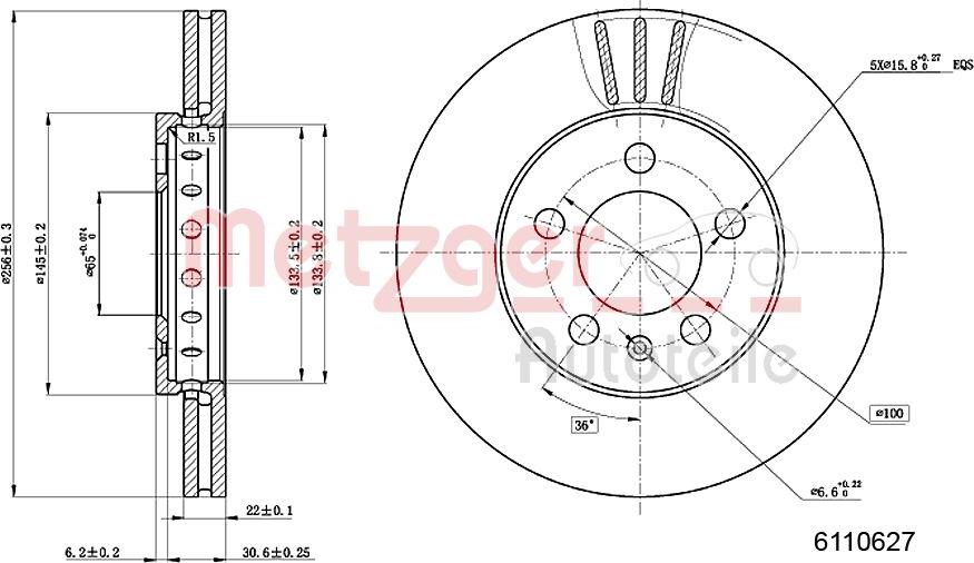 Metzger 6110627 - Bremžu diski ps1.lv