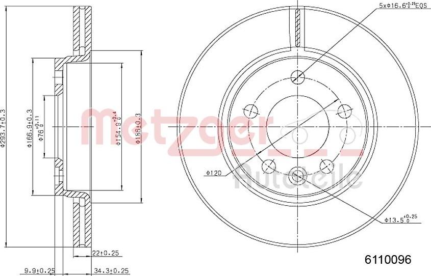 Metzger 6110096 - Bremžu diski ps1.lv