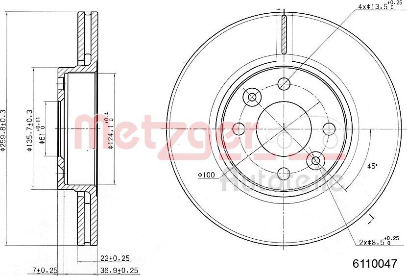 Metzger 6110047 - Bremžu diski ps1.lv