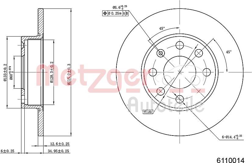 Metzger 6110014 - Bremžu diski ps1.lv