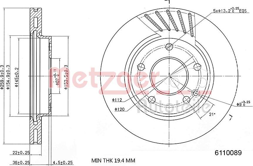 Metzger 6110089 - Bremžu diski ps1.lv