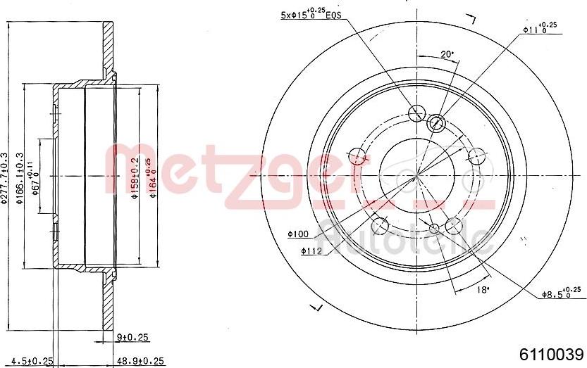 Metzger 6110039 - Bremžu diski ps1.lv