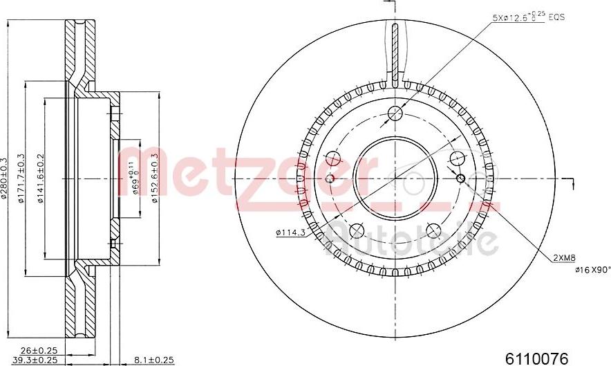 Metzger 6110076 - Bremžu diski ps1.lv