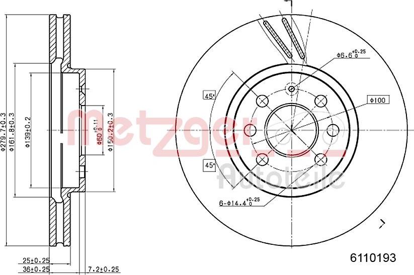 Metzger 6110193 - Bremžu diski ps1.lv