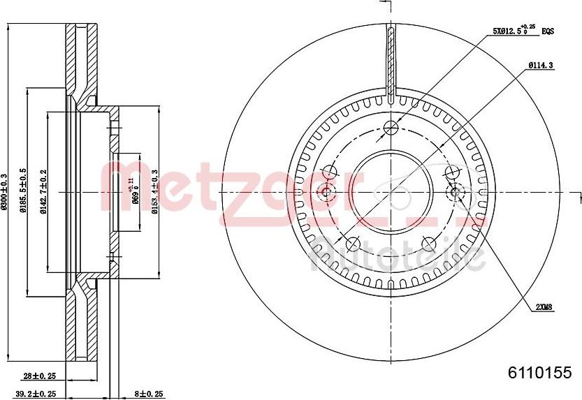 Metzger 6110155 - Bremžu diski ps1.lv